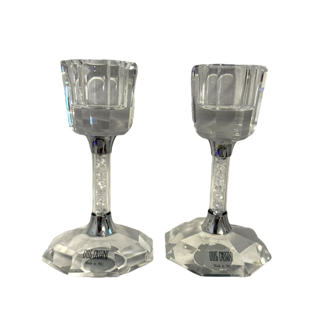 Oleg Cassini Elegant Crystal Glitter Candle Holders - Picture 6 of 10